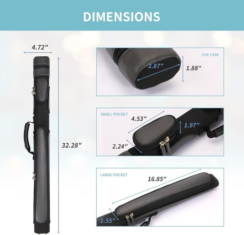 Yautja Pool Cue Case, Hard Pool Stick Case 1x1, Holds 1 Complete of 2-Piece Cue, with 2 Zipper Pockets, Soft Shoulder Strap Handle, Waterproof PU Billiard Stick Bag, Billiards Pool Accessories for Man Women - Image 5